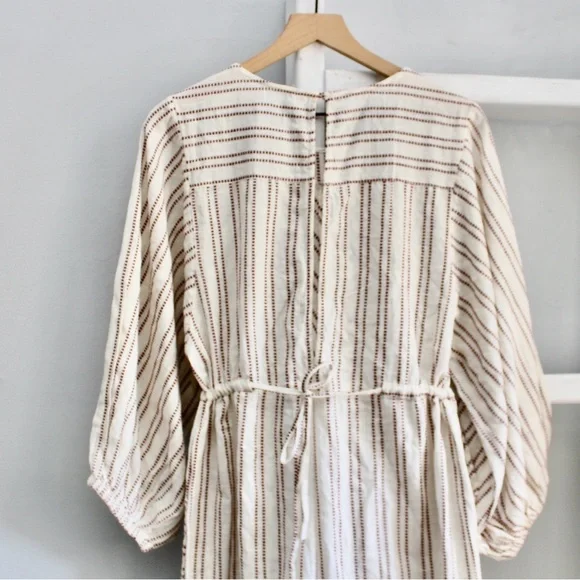 Free People Cream Brown Lightweight Kenny Striped One-Piece Jumpsuit Size Medium - Picture 8 of 11